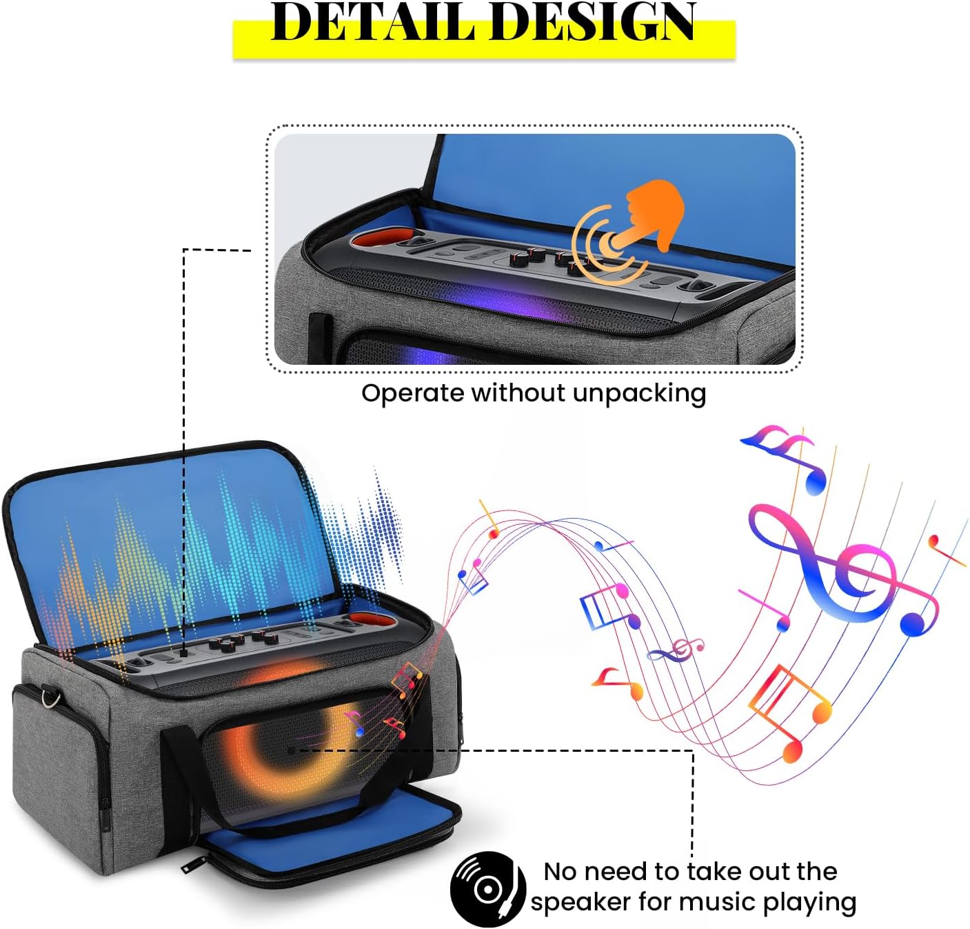 Carrying Case Compatible with JBL PartyBox On The Go Speaker, Travel Storage Shoulder Bag Portable Party Speaker Carry Tote Bag Fits for JBL PartyBox On-The-Go Essential and Accessories (Only Bag) - Image 4