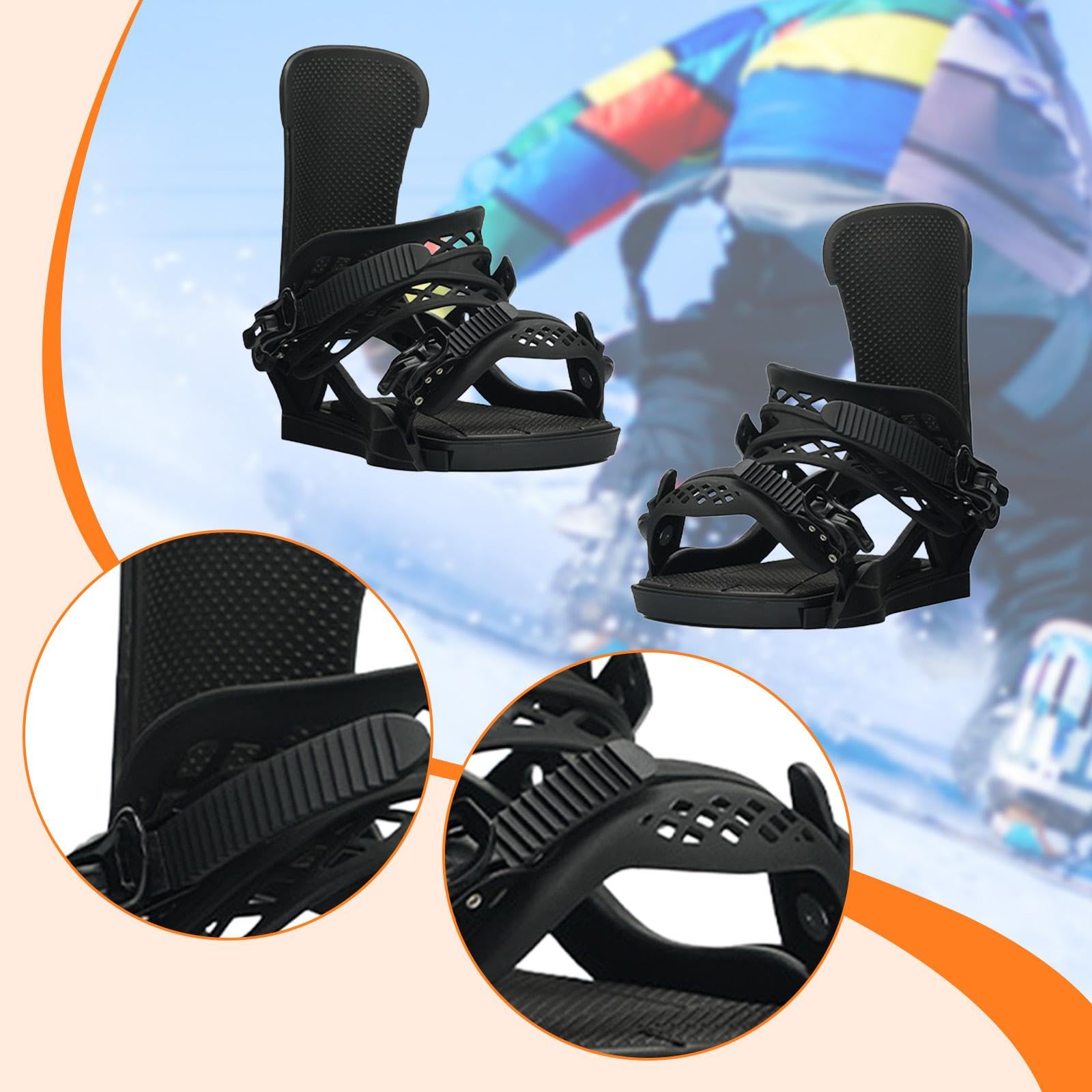 Fijaciones para Snowboard Adulto con Envolvente 3D Y Base Sólida Fácil de Poner Y Quitar Accesorio para Botas Adecuadas para Hombres Y Mujeres
