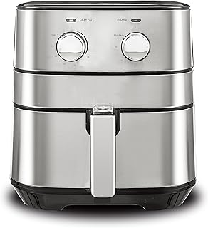 AMERICAN MICRONIC® 6.5 L Air Fryer for Home | 1700W Rapid Air Technology | Removable Basket | 60-Min Timer | Fry, Grill, Roast & Bake | Free Recipe Book | AMI-AFM-65LDx (Black & Steel)