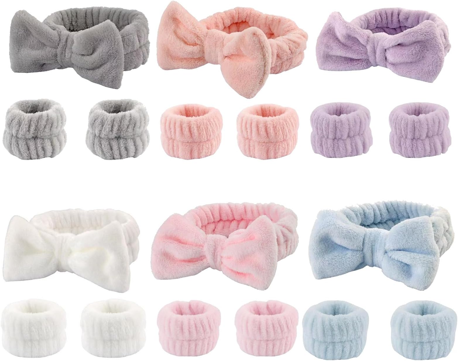 6 Pairs Spa Headband for Washing Face, Wrist & Facial Headbands, Absorption Hair Bands Elastic Coral Head Wrap for Women Girls Shower, Sports, Yoga
