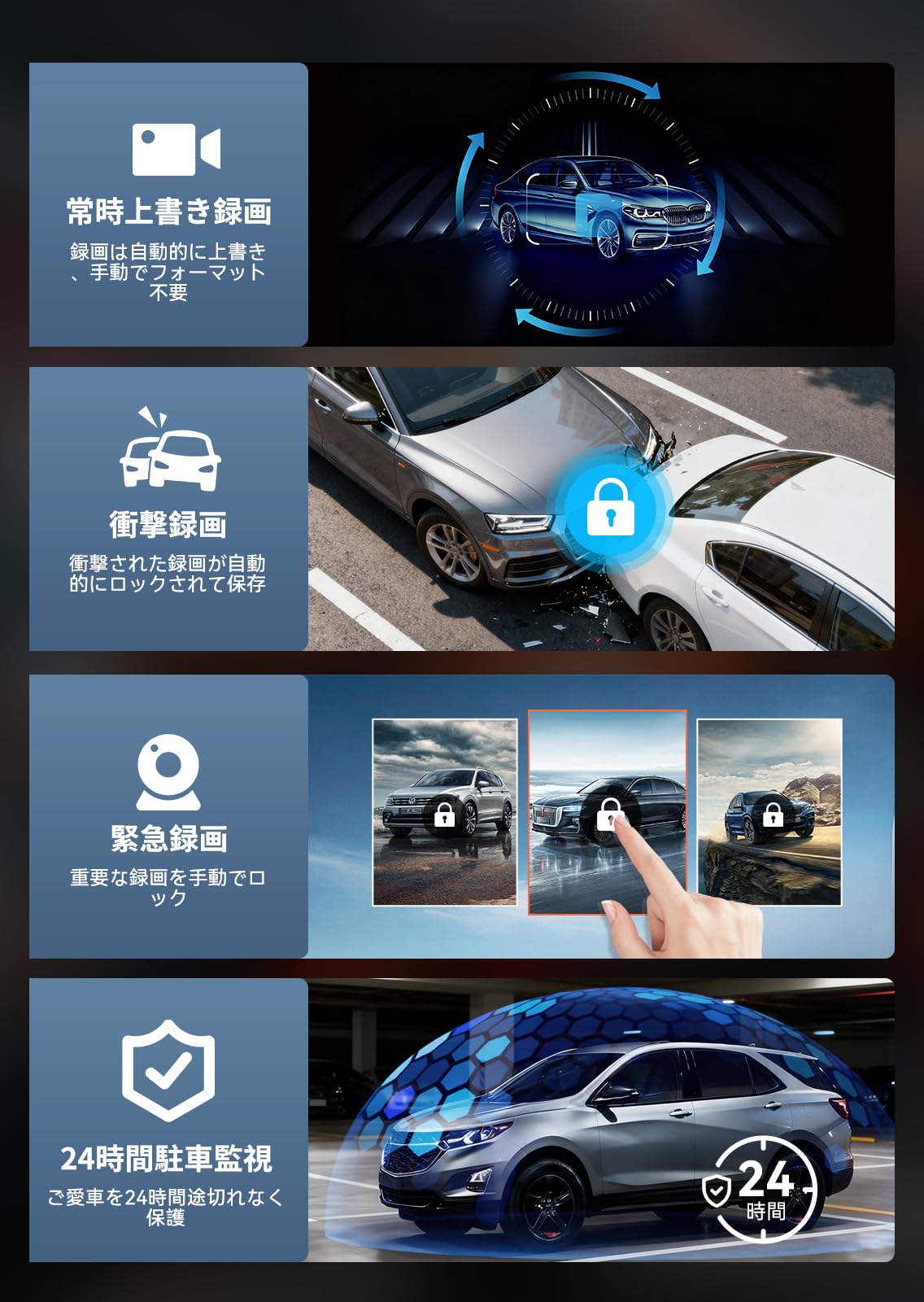 Amazon.co.jp: Changer ドライブレコーダー ミラー型 前後カメラ 4K+