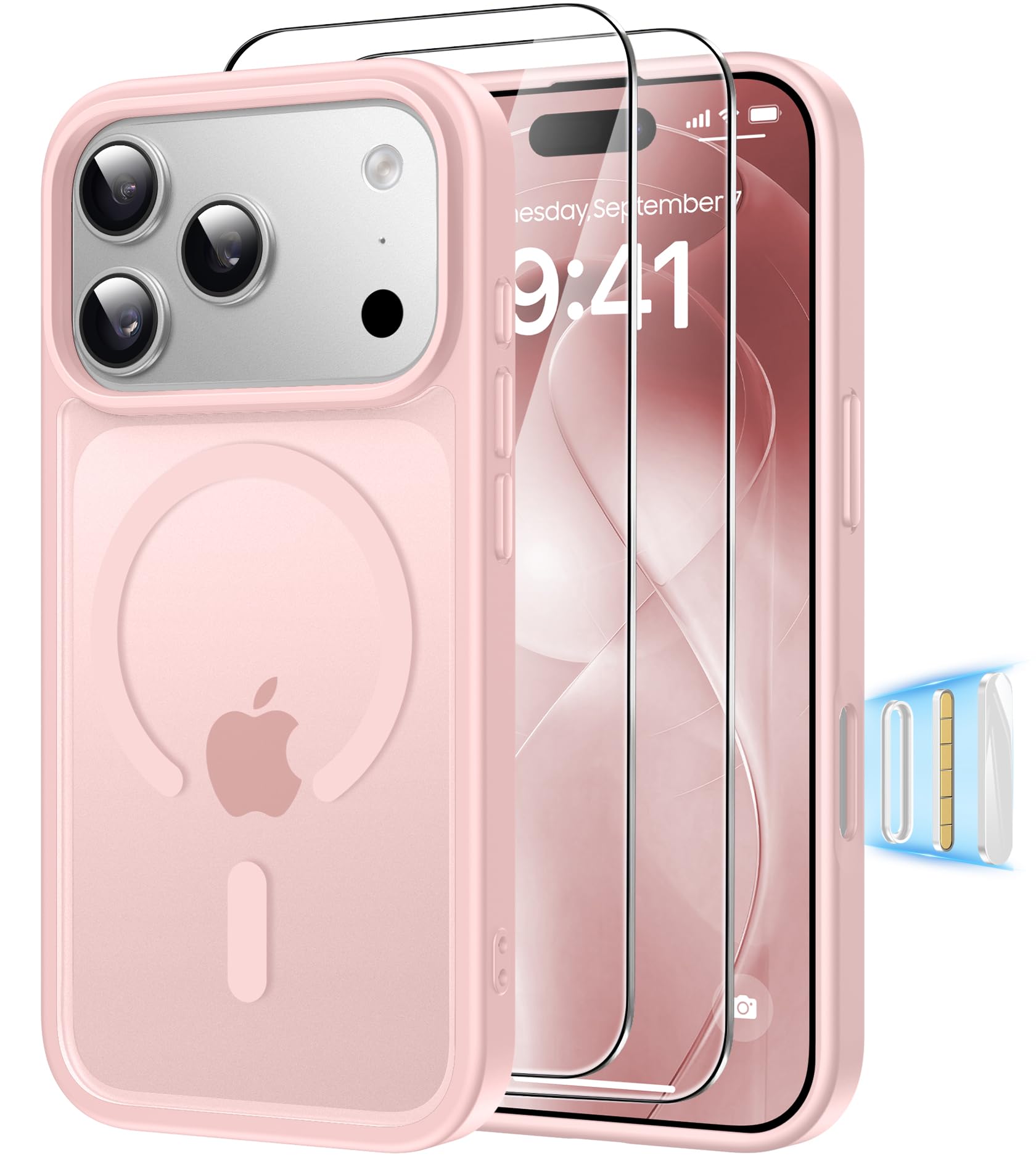 Magnética Funda para iPhone 17 Pro Compatible MagSafe con 2 Cristal Templado, Control de Cámara, Protección Carcasa Antigolpes Anti-Amarillo Tapa Case iPhone 17 Pro, Transparente — view 25