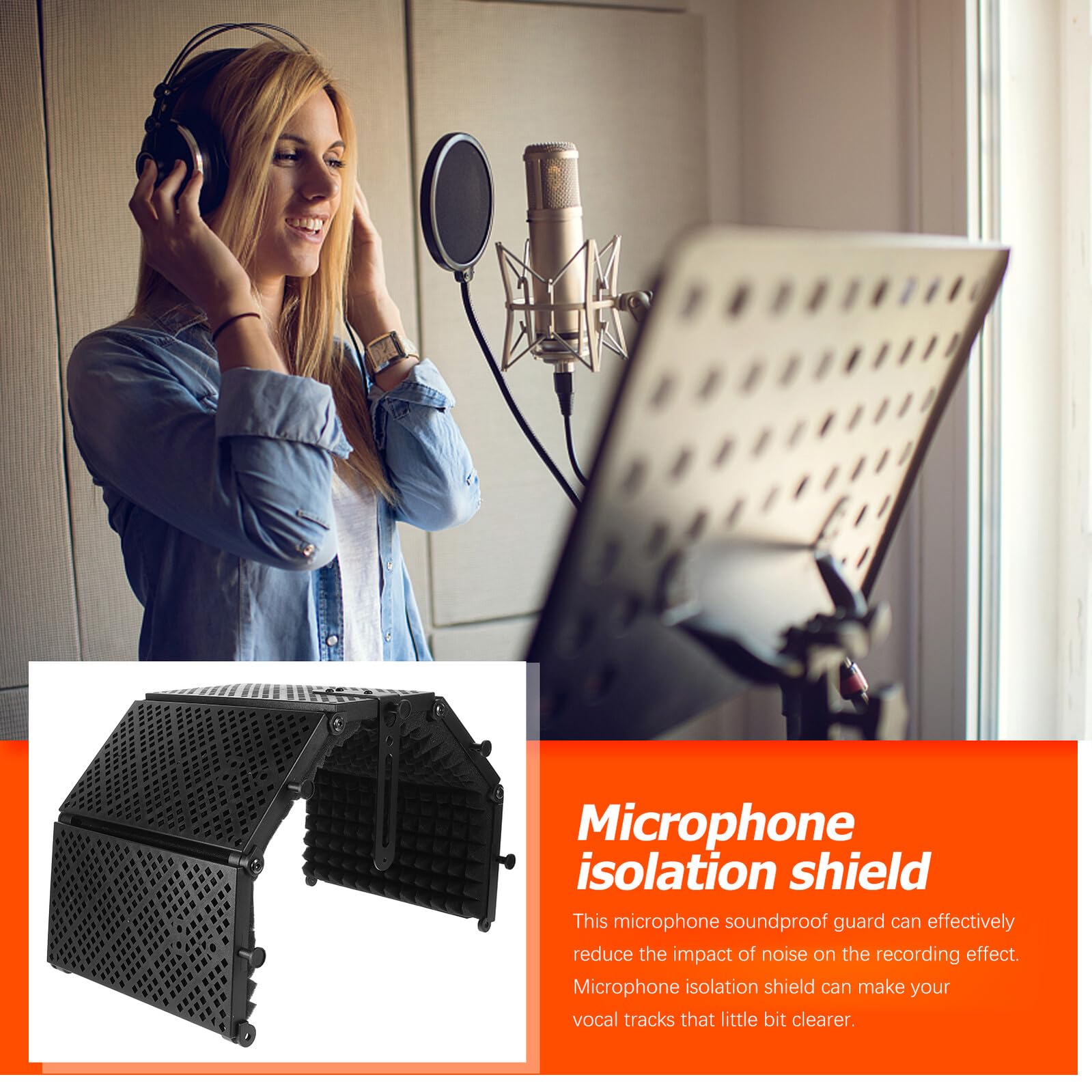 Protector Micrófono Acústico Plegable Abs EVA Pantalla Aislamiento Sonido para Grabación Estudio Cabina Grabación Portátil Compatible con Soporte y Mesa