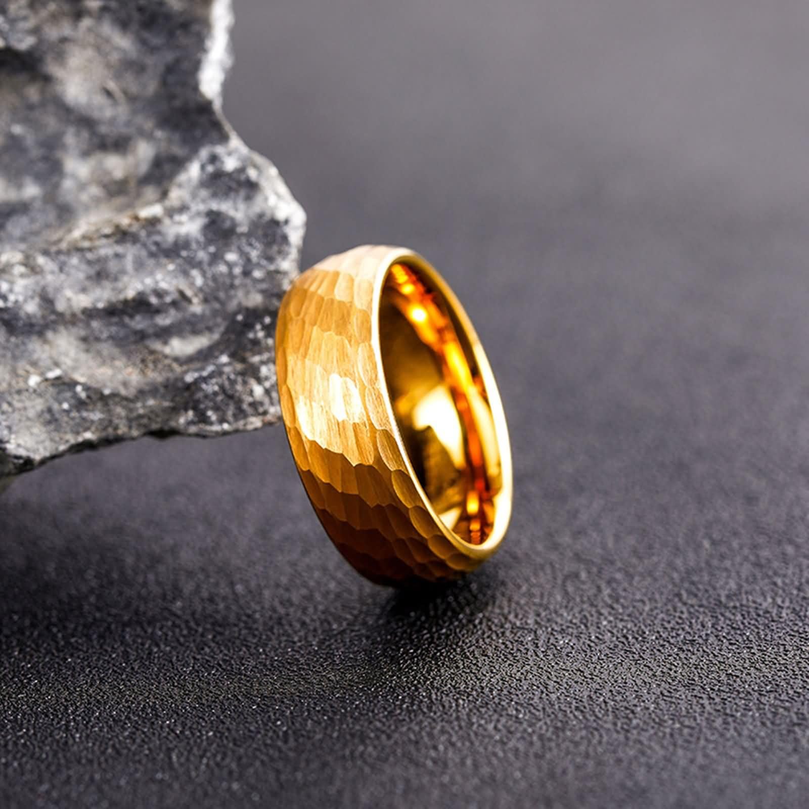 Alliance en Tungstène pour Homme Gravée, 8MM Rond Brossé Bague pour Mariage en Or Homme