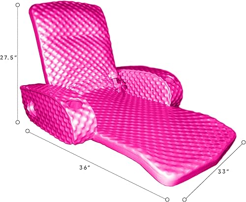Miniatura 3 de TRC Recreation Tumbona de agua flotante portátil súper suave para piscina, cómoda y ajustable, con 2 portavasos para reposabrazos