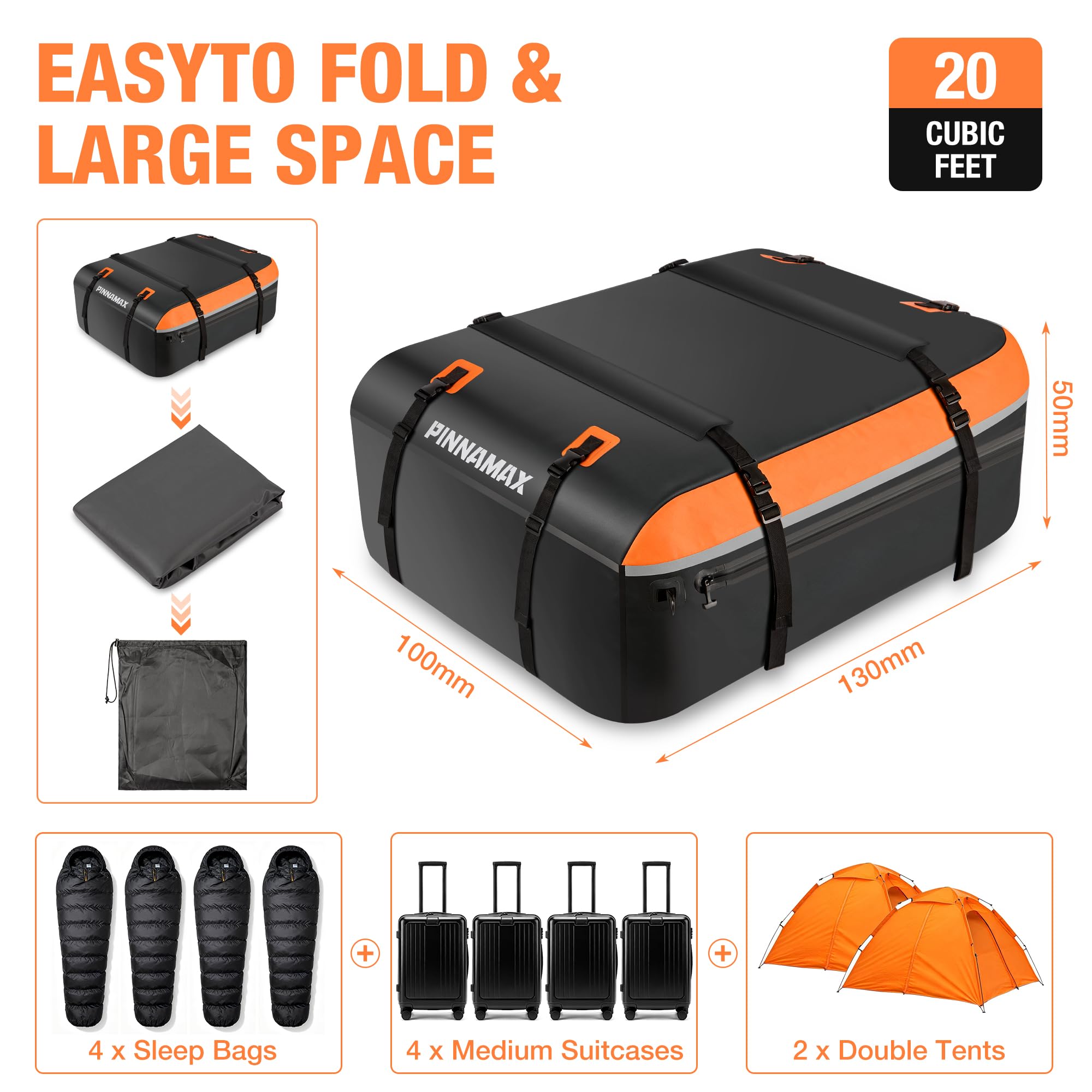 Borsa per portapacchi da tettuccio con cerniera ermetica, impermeabile, robusta borsa per il trasporto del tetto in PVC per viaggi con SUV, furgoni e camion