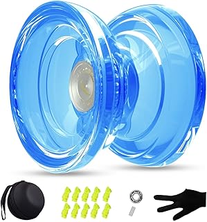 WATIEOBOO Yoyo Crystal Unresponsive Yoyo, Professional Yoyo for Kids Adults Intermediate Advanced, with Replacement Responsive Bearing, Responsive Yoyo for Kids Beginners (Clear and Blue)