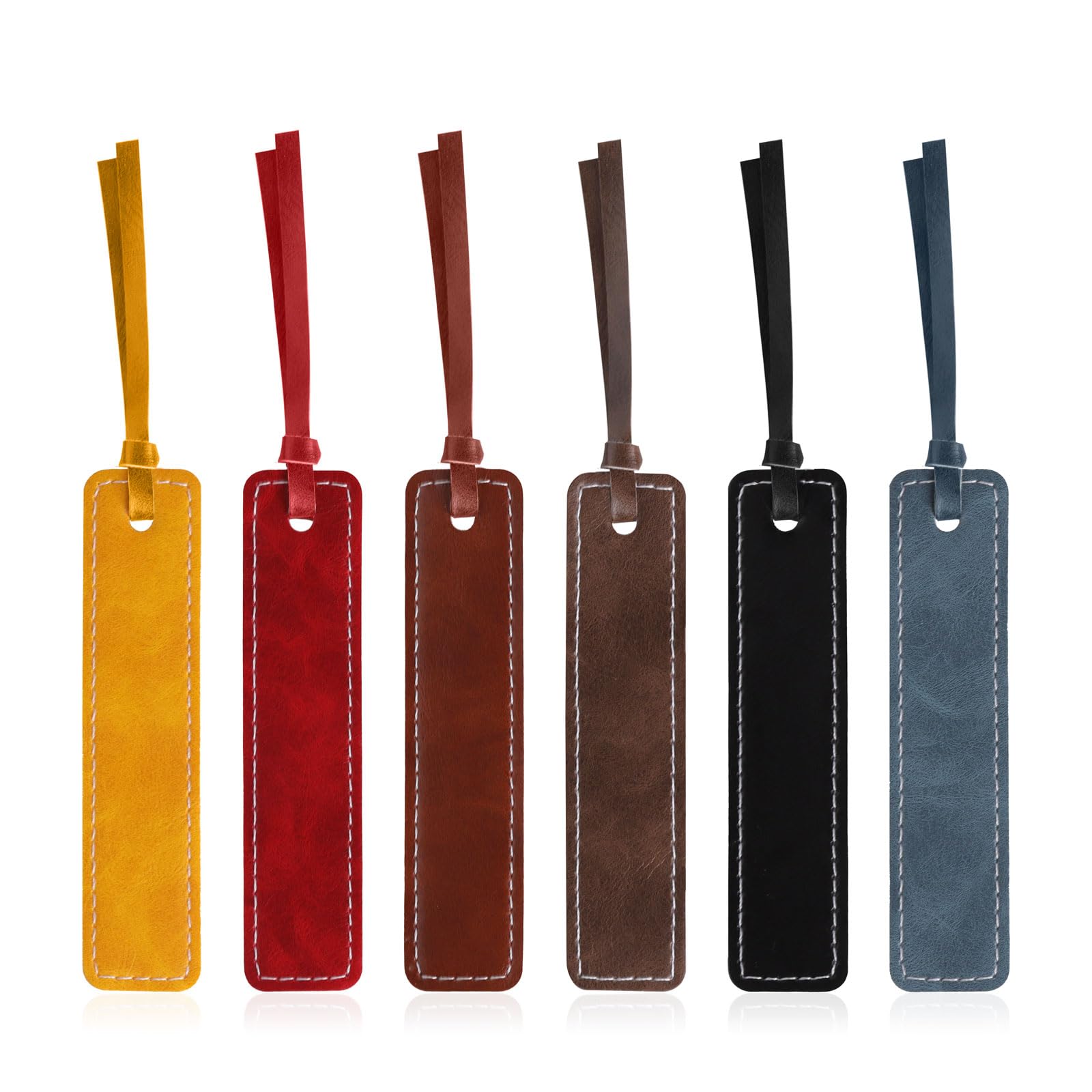 DAJISI 6PCS Leather Bookmark for Women Men Multicolor Genuine Leather Bookmarks with Tassel Simple Elegant Book Markers Meaningful Gift for Reader Book Lovers (6 Color)