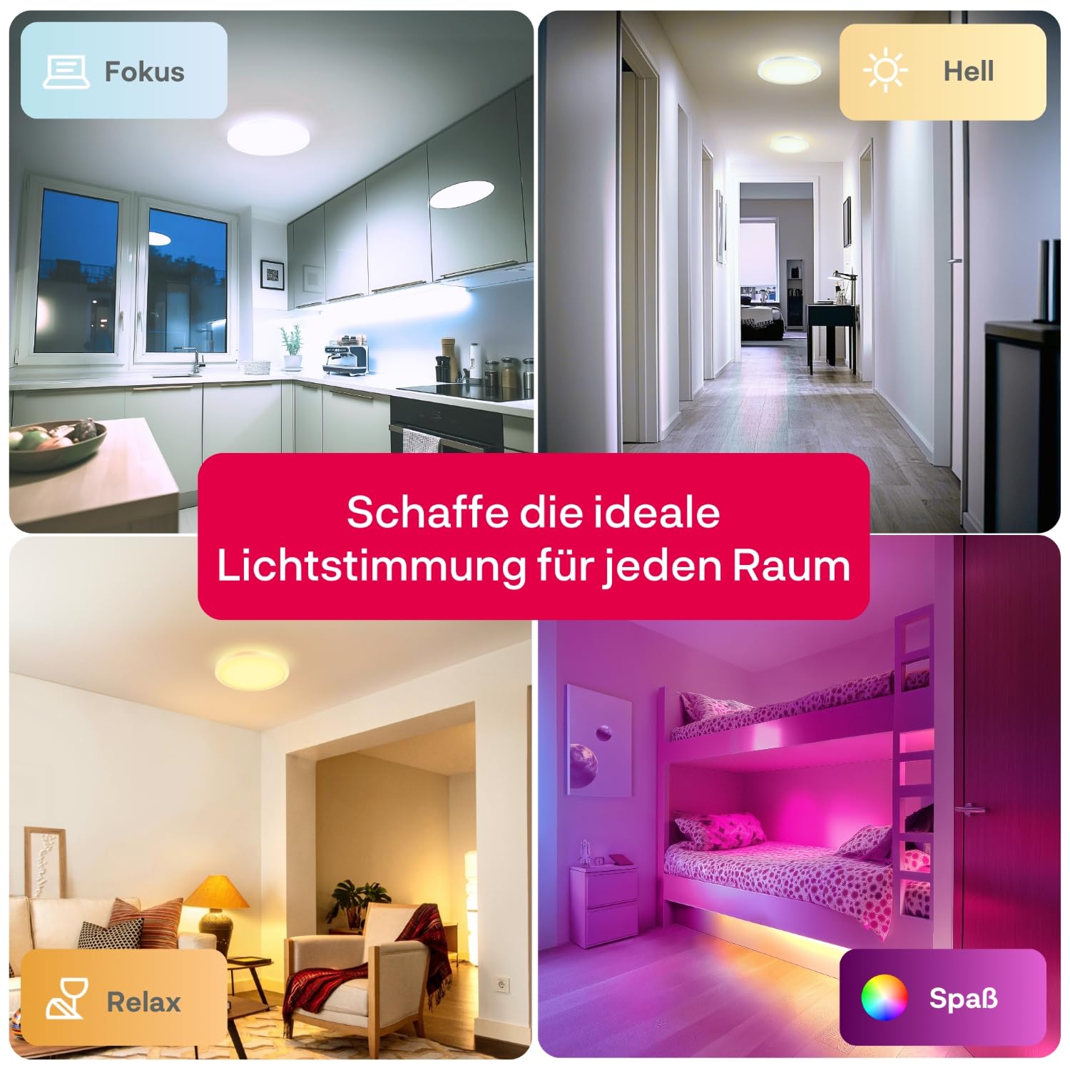 innr Smart LED Deckenlampe 30cm, Zigbee, funktioniert mit Hue*, Alexa (Bridge erforderlich), White & Color, Deckenleuchte Wohnzimmer, RGB LED Lampe Dimmbar, 2250 Lumen