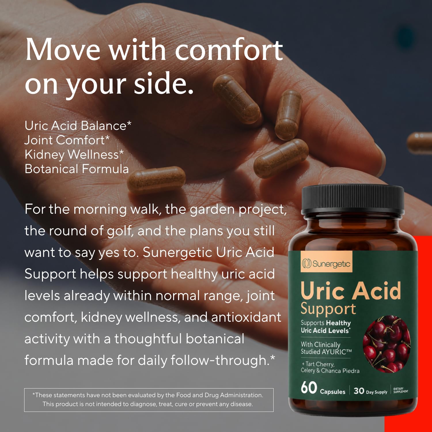 Sunergetic Premium Uric Acid Support Supplement – Uric Acid Cleanse & Kidney Support – Includes Tart Cherry, Chanca Piedra, Celery Extract & Turmeric - 60 Capsules — Amazon image 6