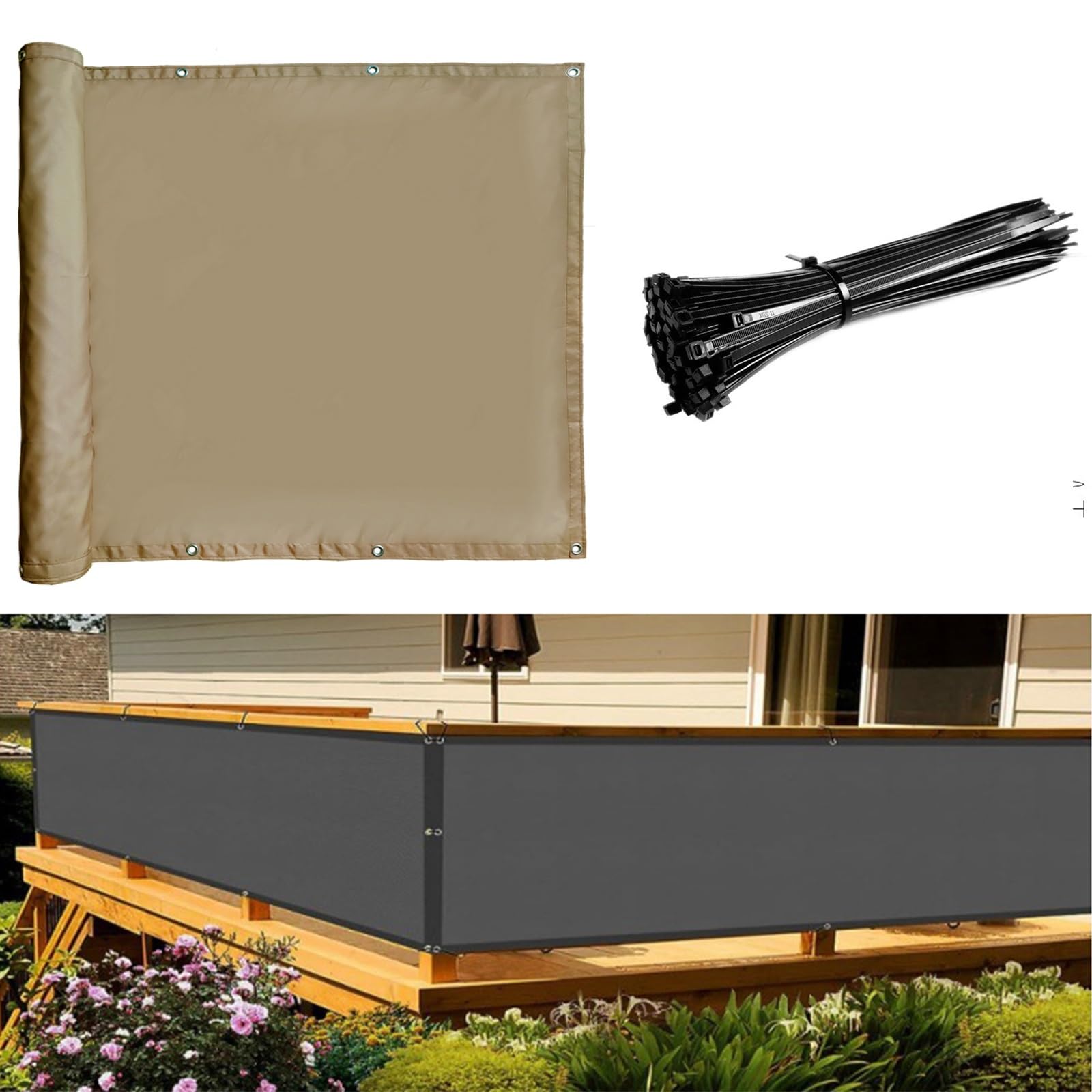 Couverture de écran jardin occultante brise vue naturel 1.3x2m