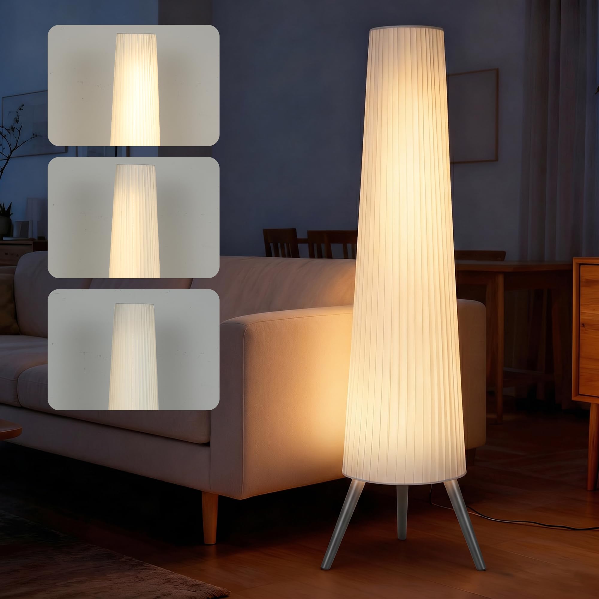 HOMCOM Tripod Floor Lamp - Wood - White