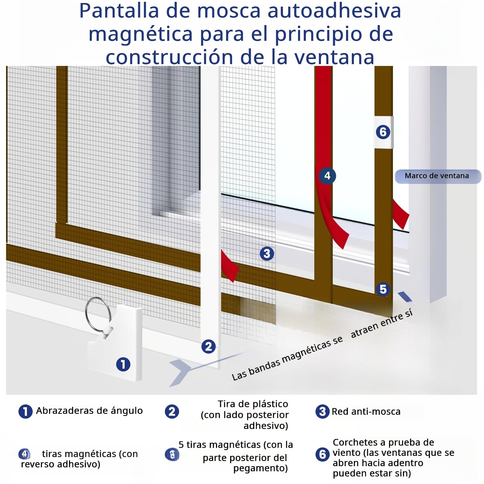 Mosquitera MagnéTica para Ventana, Mosquitera Autoadhesiva para Ventanas, TamañO MáXimo 130x150cm, Red de Fibra de Vidrio, FáCil InstalacióN, Evita La Entrada de Insectos, Moscas, Mosquitos En