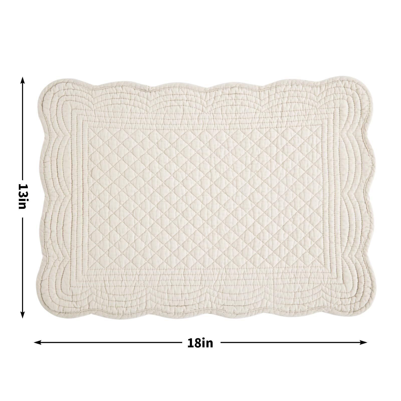 Tovagliette 6 Tovagliette Trapuntate,Set Cotone Reversibili Rettangolari Bordi Smerlati For Cucina,Cena,Feste,Vacanze,Lavabili Lavatrice,13"x18"(2)
