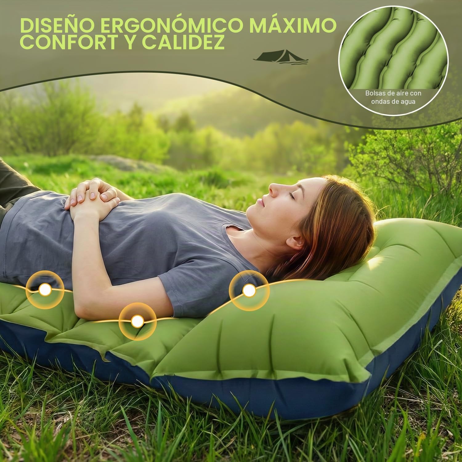 FUN PAC Almohadilla de Dormir para Camping, Ultraligera con Almohada, Bomba de pie incorporada, Almohadillas de Dormir inflables compactas para Acampar, mochilero, Senderismo, Tienda de Viaje