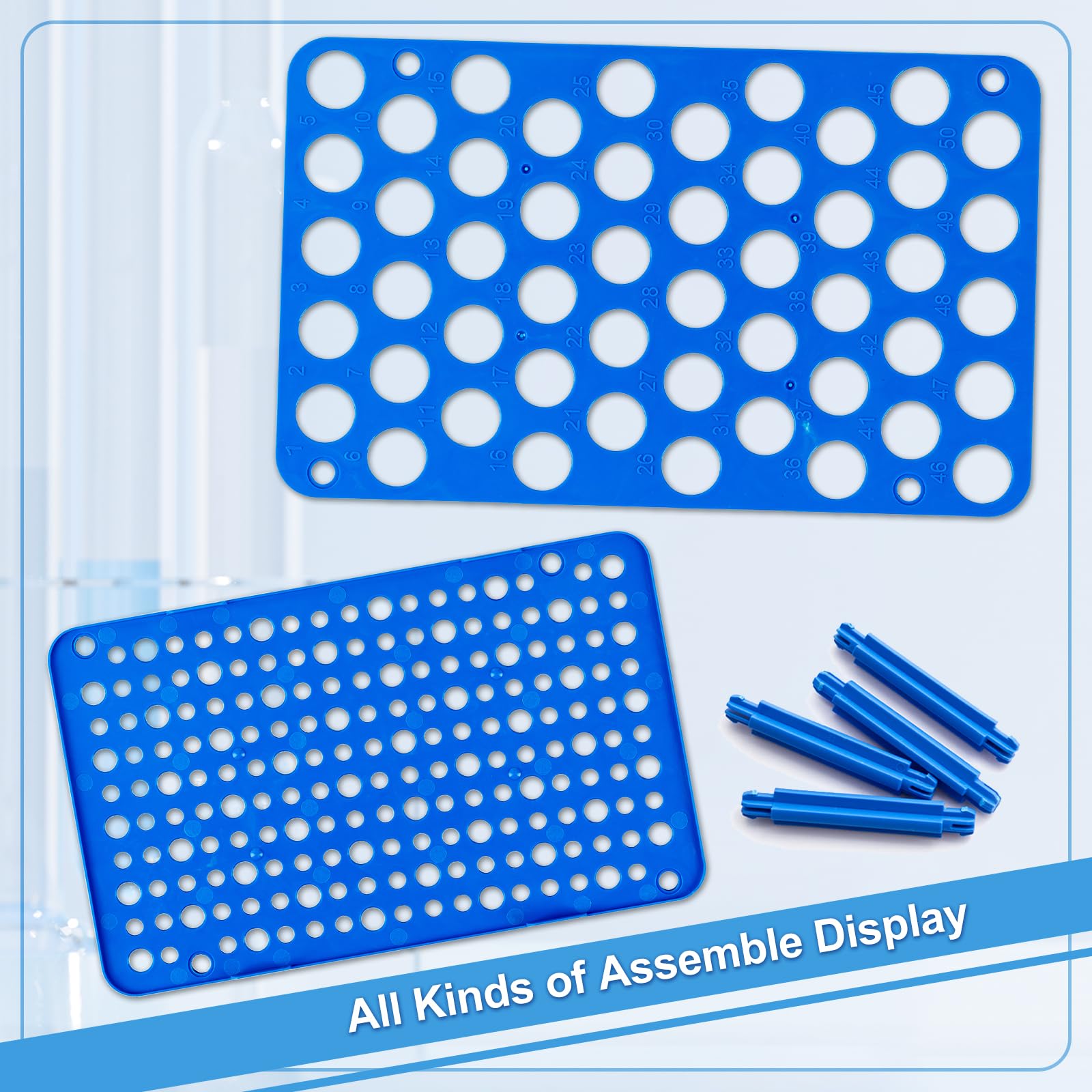 3 Stück 50 Brunnen Zentrifugenröhrchen Gestell, Zentrifugenröhrchen Rack Gefäßständer, Zentrifugenröhrchen Rack 15ml, Labor Rack, Labor Kunststoff Röhrchenhalter, Reagenzglashalter Regal