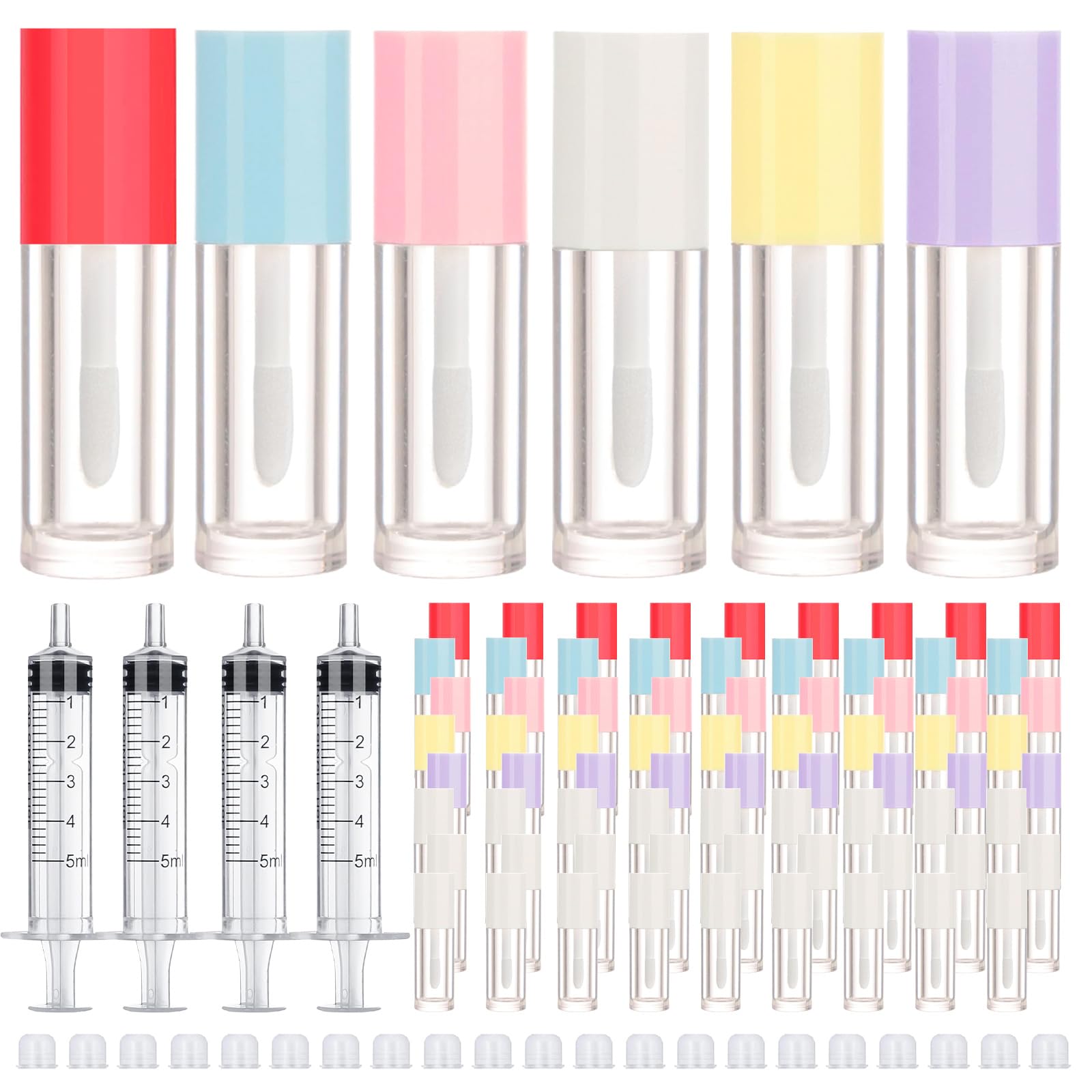 50pcs 2.5ml Lip Gloss Containers + 50pcs White Lip Gloss Containers