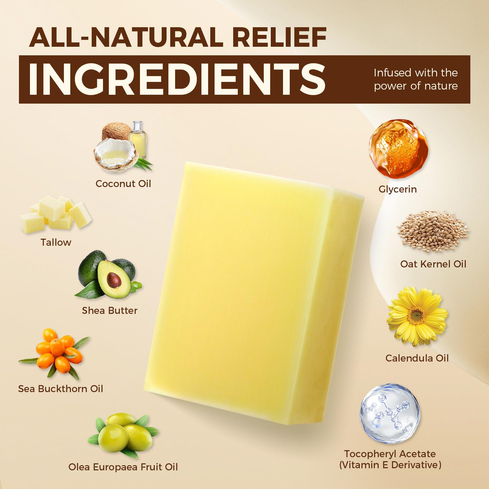 OUKEYA Natural Beef Tallow Soap Bar, Moisturizing, Gentle for Face & Body, Organic Tallow Soap for Dry Skin Sensitive Skin - Image 4