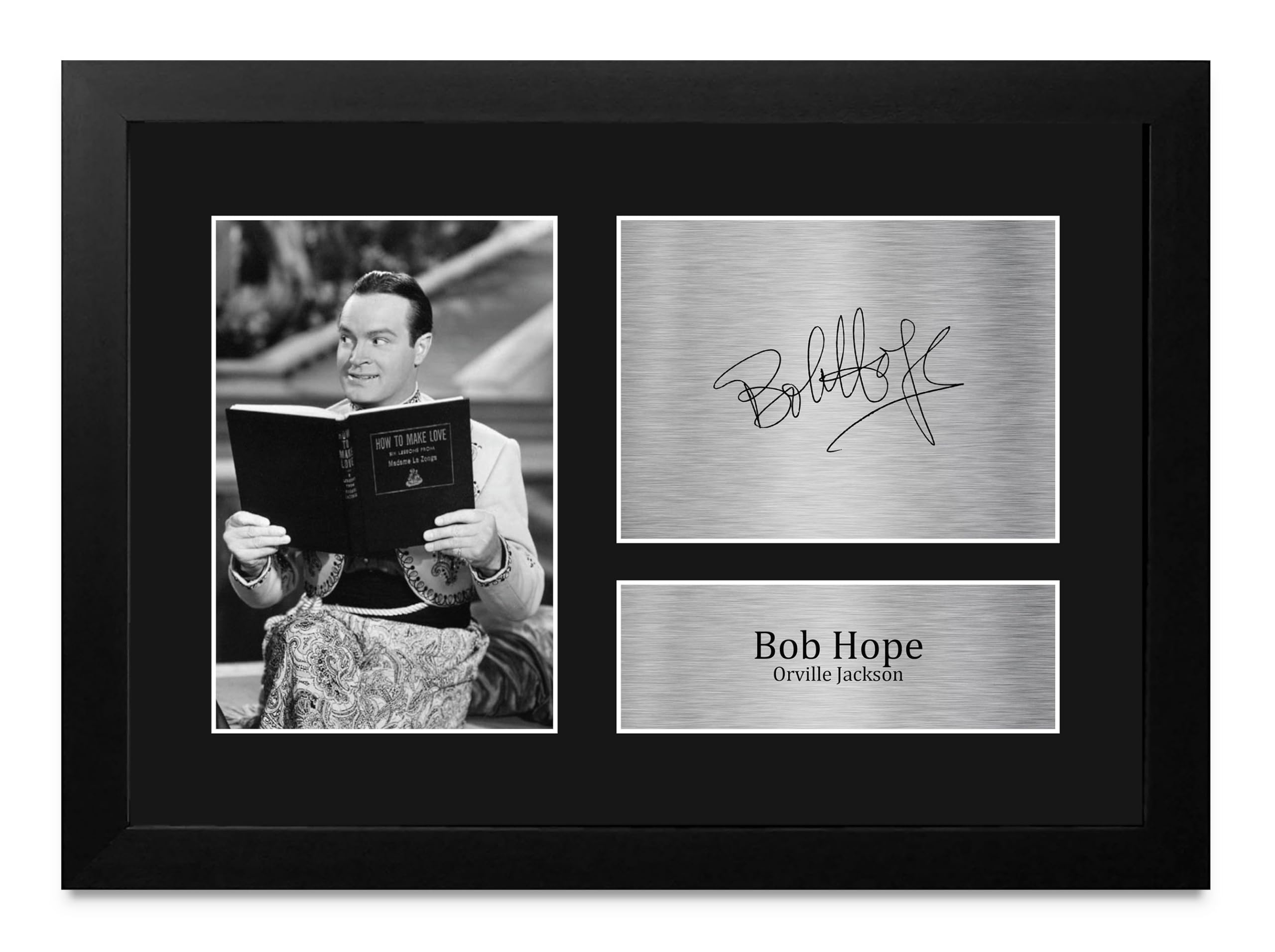 Foto de Bob Hope Road to Morocco con autógrafo impreso de alta nitidez y marco A4 negro 8