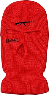 ISWMM 3-Hole Ski Mask Woolen Knitted Hat Winter Warm Outdoor Cycling Windproof Mask Balaclava Red