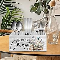 Vista 4 de Just One More - Organizador para lápices de capítulo para accesorios de escritorio, regalos para amantes de los libros, caja de madera, letrero