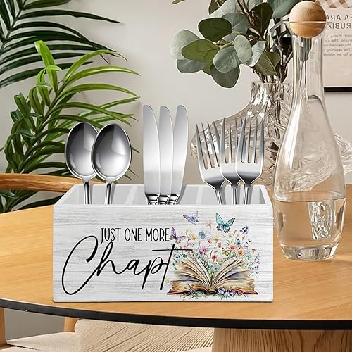 Miniatura 4 de Just One More - Organizador para lápices de capítulo para accesorios de escritorio, regalos para amantes de los libros, caja de madera, letrero de