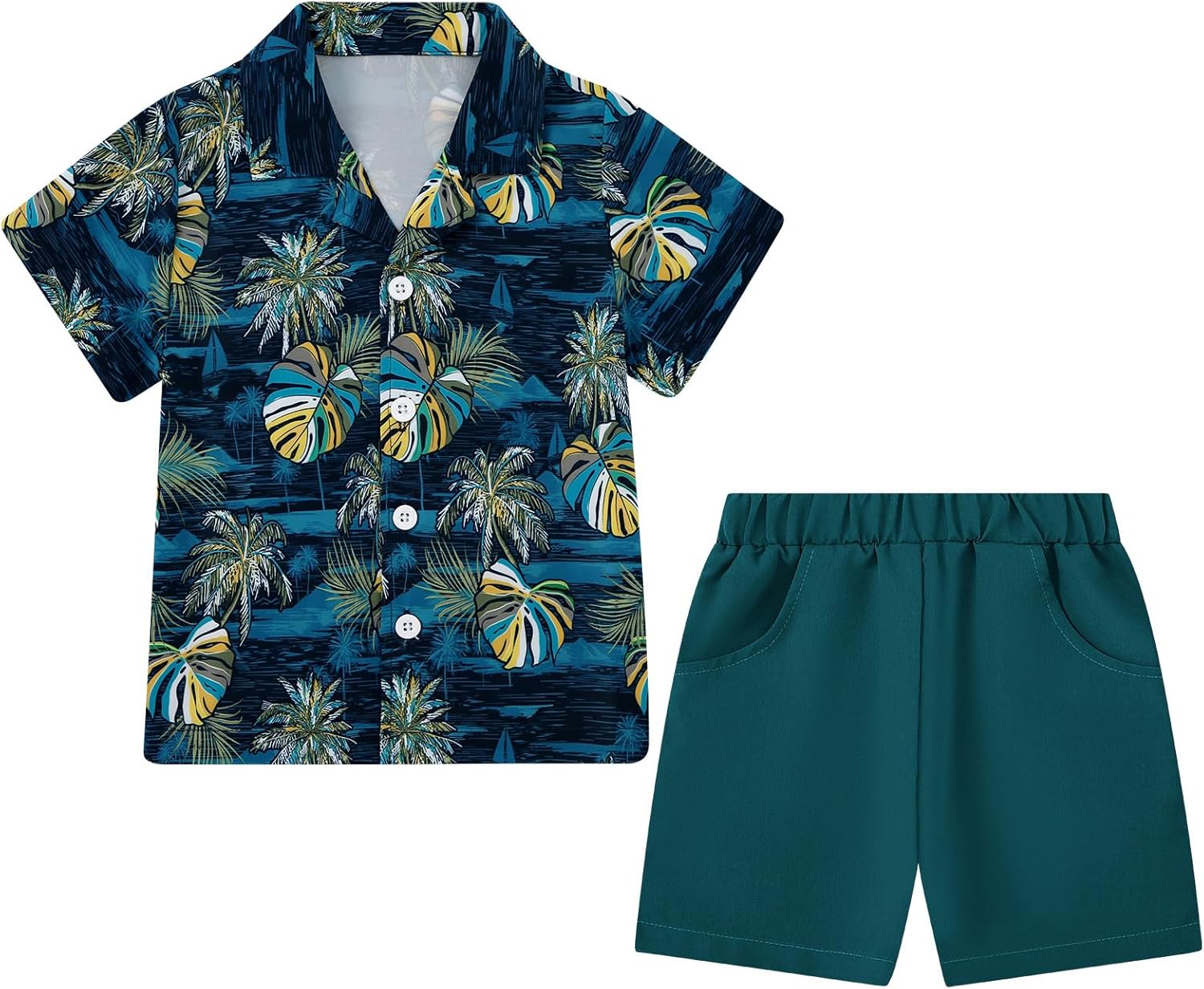 Coco&RARA Boys Clothes Beach Kids Hawaiian Shirt Button-Down Boy Outfits + Shorts