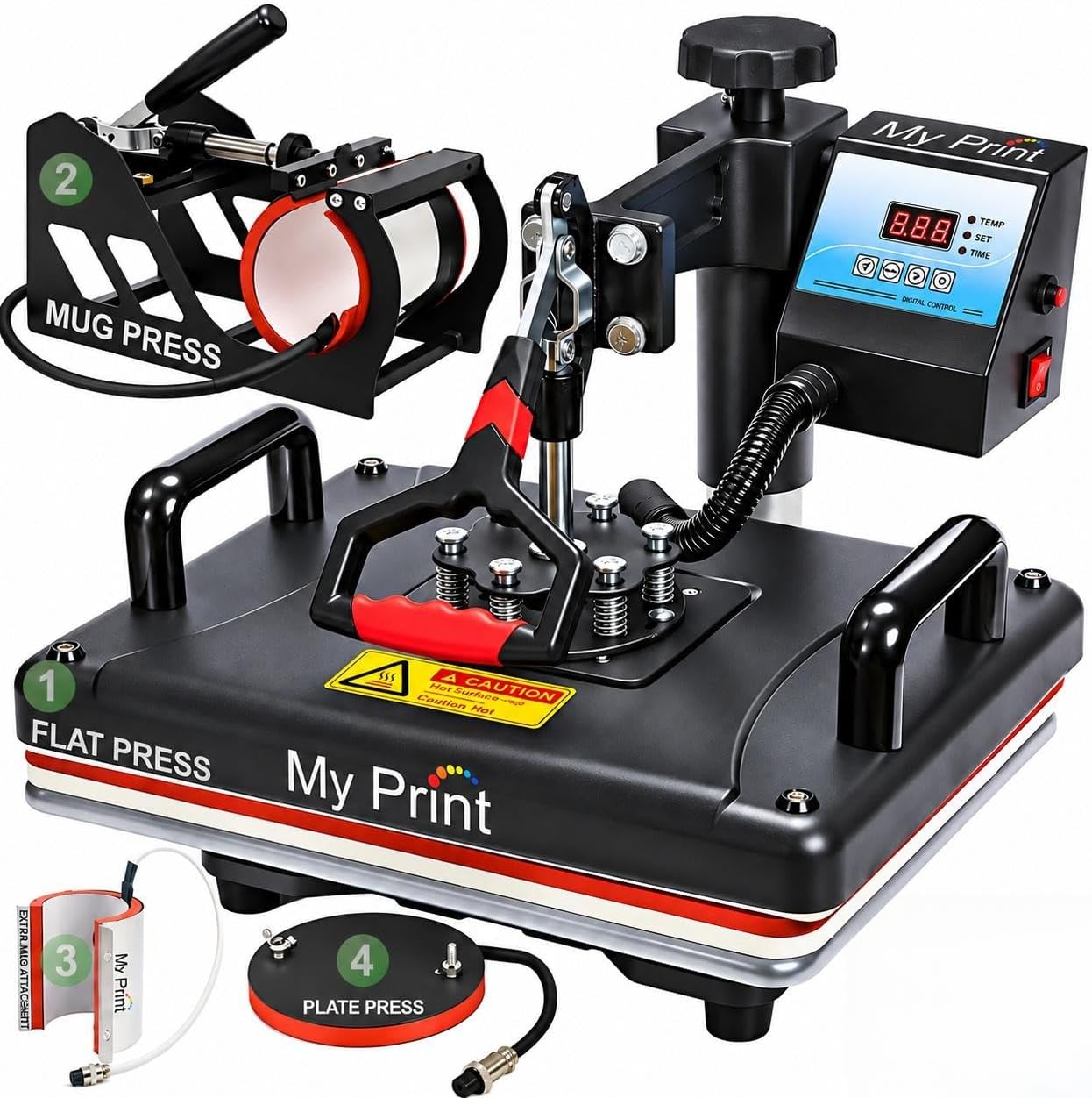 5 in 1 Heat Press, 12x15 Inch [Teflon Attached]
