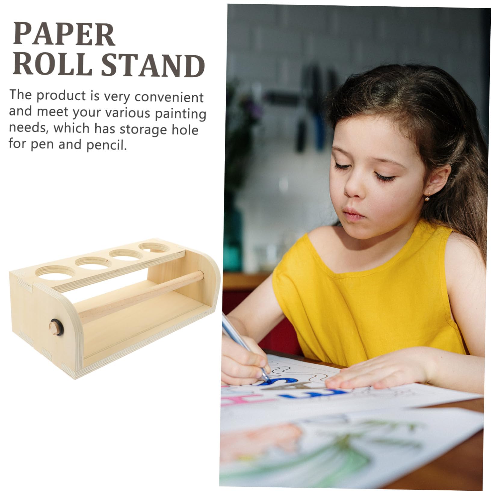 minkissy Cavalletto in Legno Semplice e Generoso Porta Rotolo di Carta da Disegno Facile da Usare e Superficie Liscia per Attività Artistiche Creative per Ragazzo Ragazza