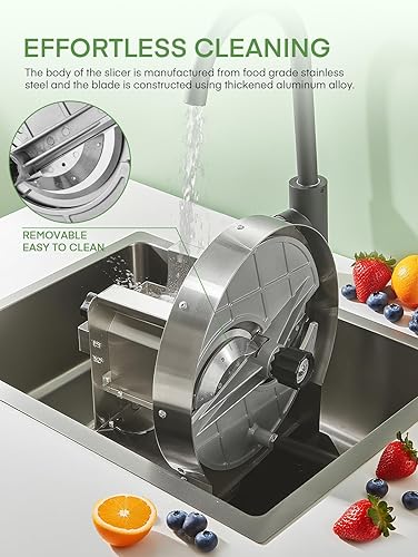 Miniatura 6 de Máquina cortadora de verduras comercial, cortadora manual de frutas, máquina de cortar patatas 0-0.4 pulgadas0.000-0.394 in de grosor ajustable,