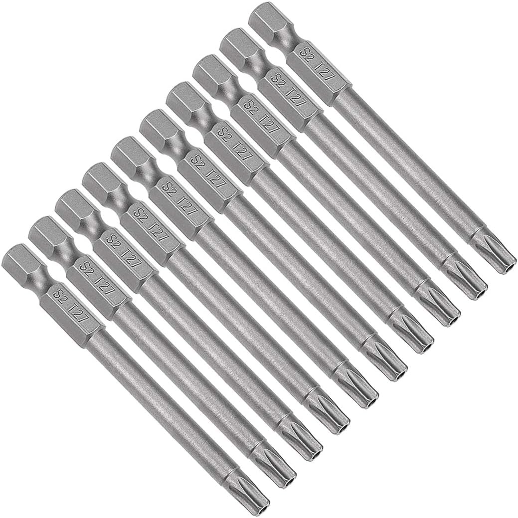 uxcell 10 Pcs 1/4" Hex Shank T25 Magnetic Security Torx Screwdriver Bits 75mm Length