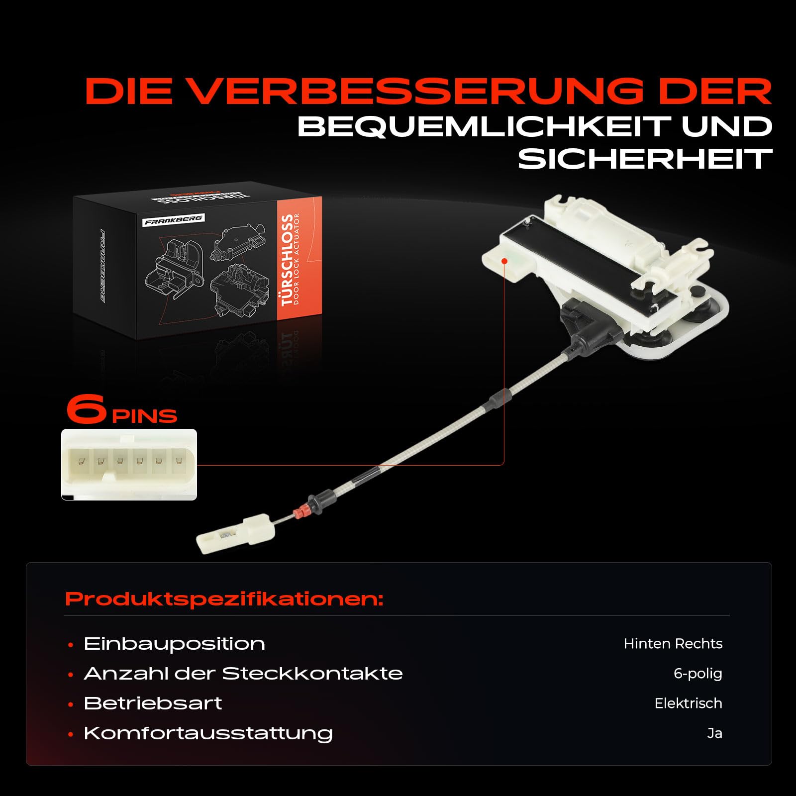 Frankberg Serratura per portiera posteriore destra 6 perni 51227474646 | Compatibile con: X6 F96 G06