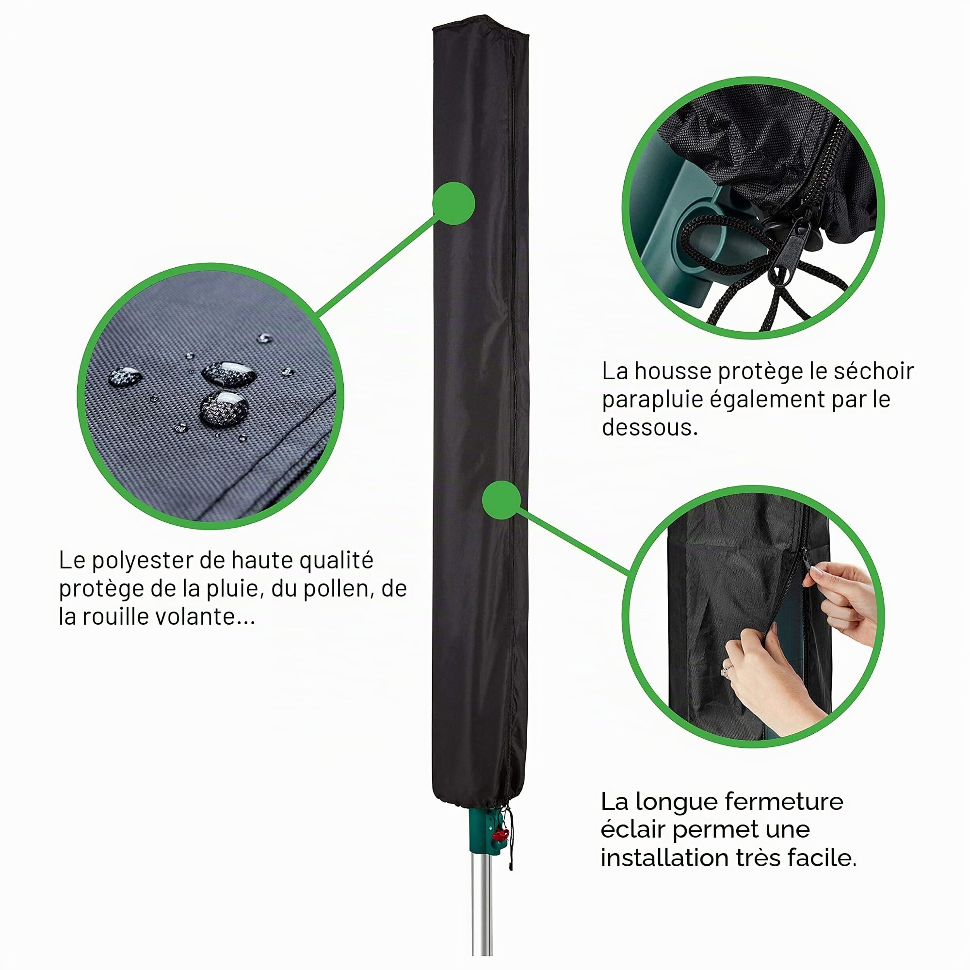 Housse de Protection pour sèche-Linge Rotatif | Universelle Haut de Gamme pour la Protection des sèche-Linge rotatifs | Matériau extrêmement hydrophobe et résistant aux UV