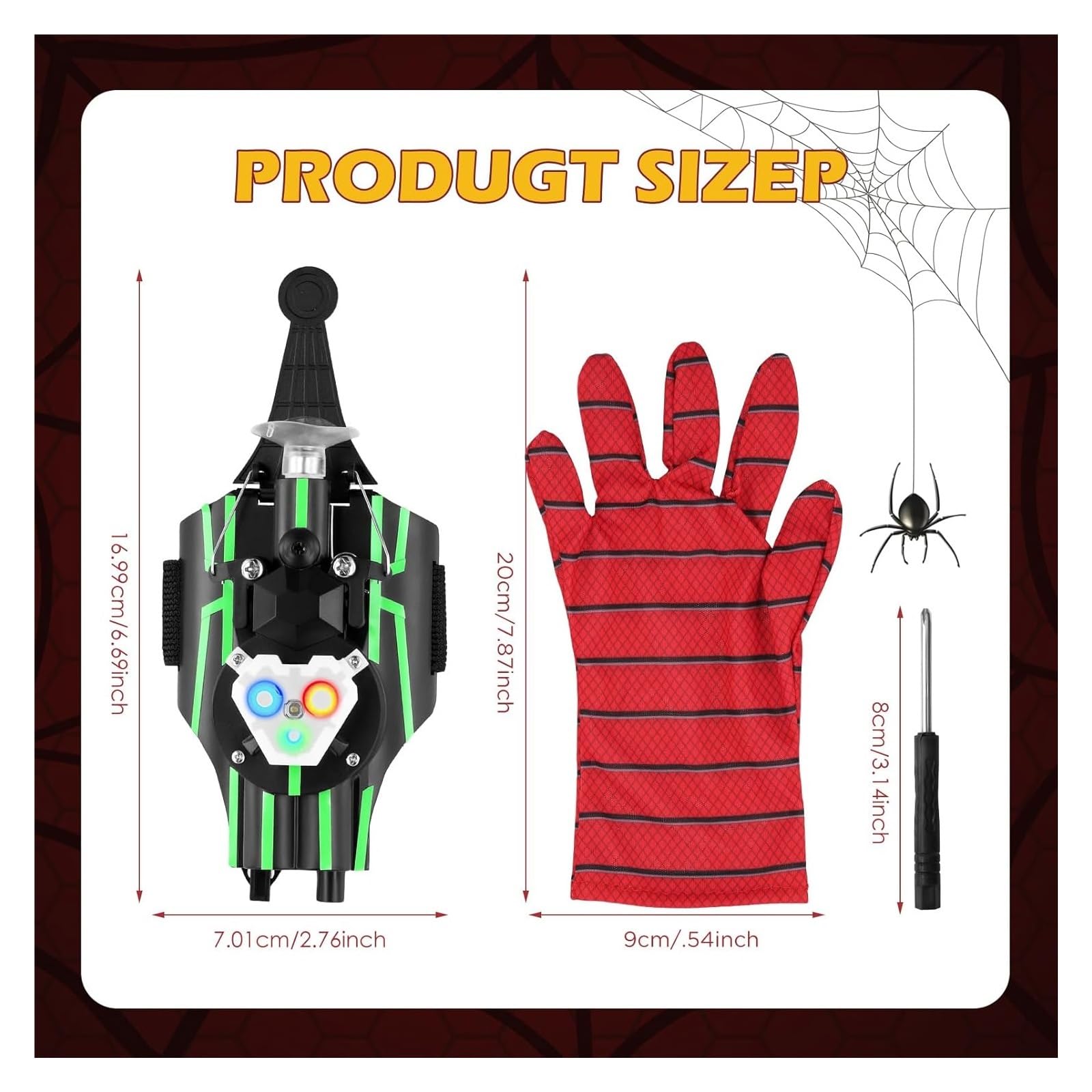 Lanciatore di ragnatele, Spara ragnatele con luce, giocattolo a corda for lanciare , giocattoli educativi divertenti for giochi di ruolo e cosplay for ragazzi ragazze