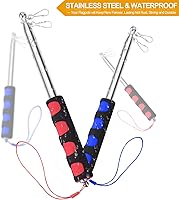 Vista 3 de Mástiles telescópicos de mano de 3.9 ft con clips, poste de bandera telescópico portátil de acero inoxidable de 4 pies – asta de bandera para guía
