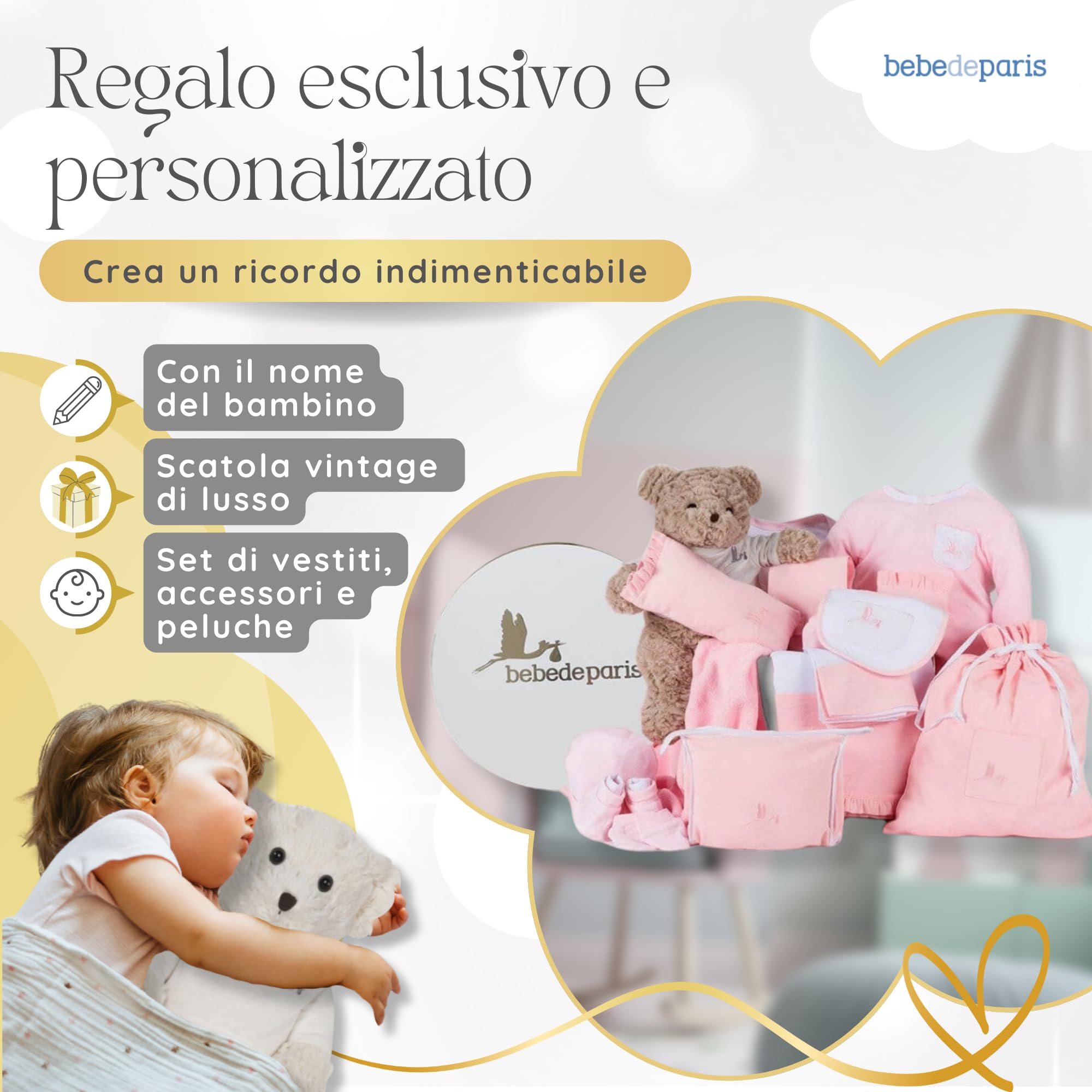Regalo Neonato Maschio Femmina | Presentato in una scatola molto elegante | Regalo classico Completo per neonato dalla taglia 3 ai 6 mesi | (Rosa)