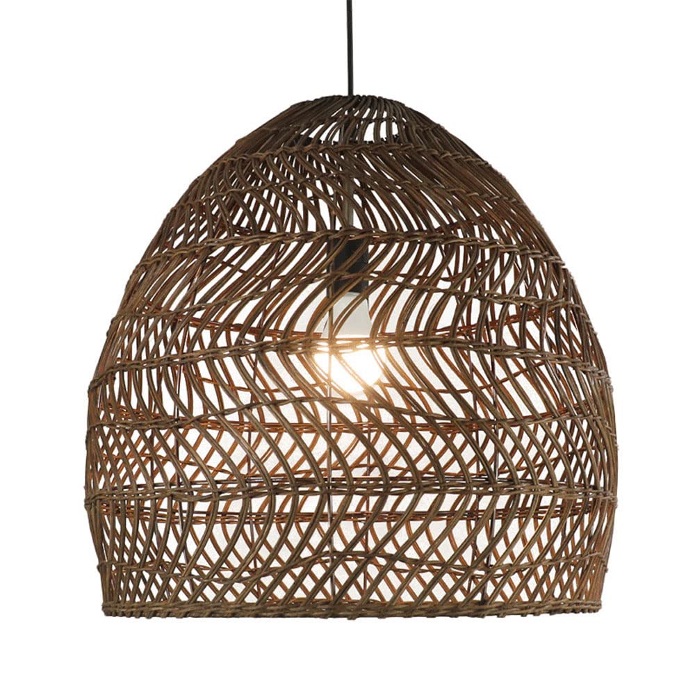 Lustre à abat-jour fait à la main rotin naturel pour éclairage doux
