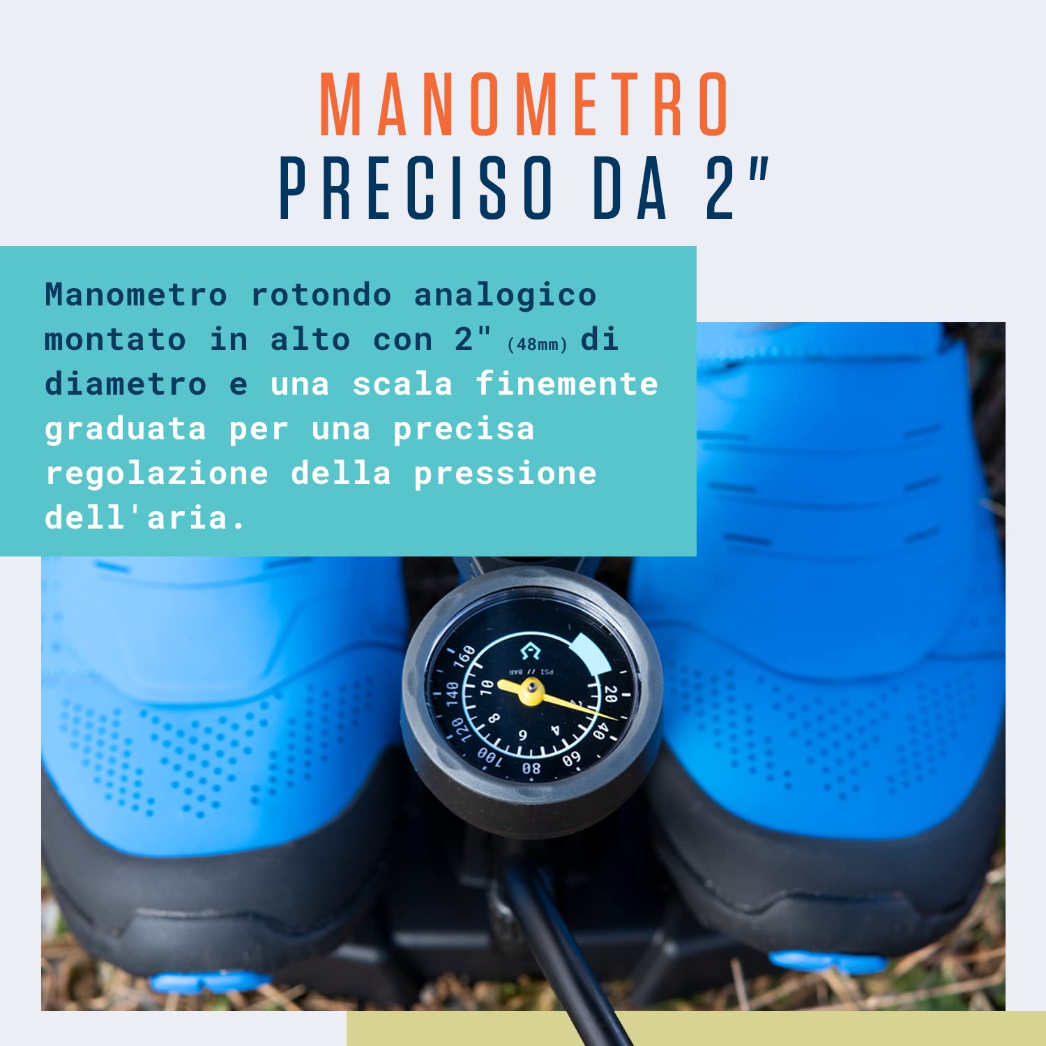 Alphatrail Pompa di pavimento Paul - Per tutte le valvole 11 Bar / 160 PSI pressione massima I manometro grande (Ø48mm) I Incl. adattatore I pompa bicicletta per la valvola presta, schrader & dv