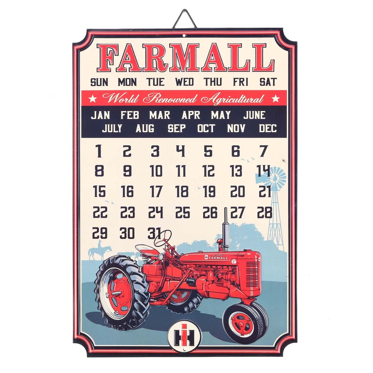 Open Road Brands Farmall Tractor Calendar Vintage Tin Metal Wall Art