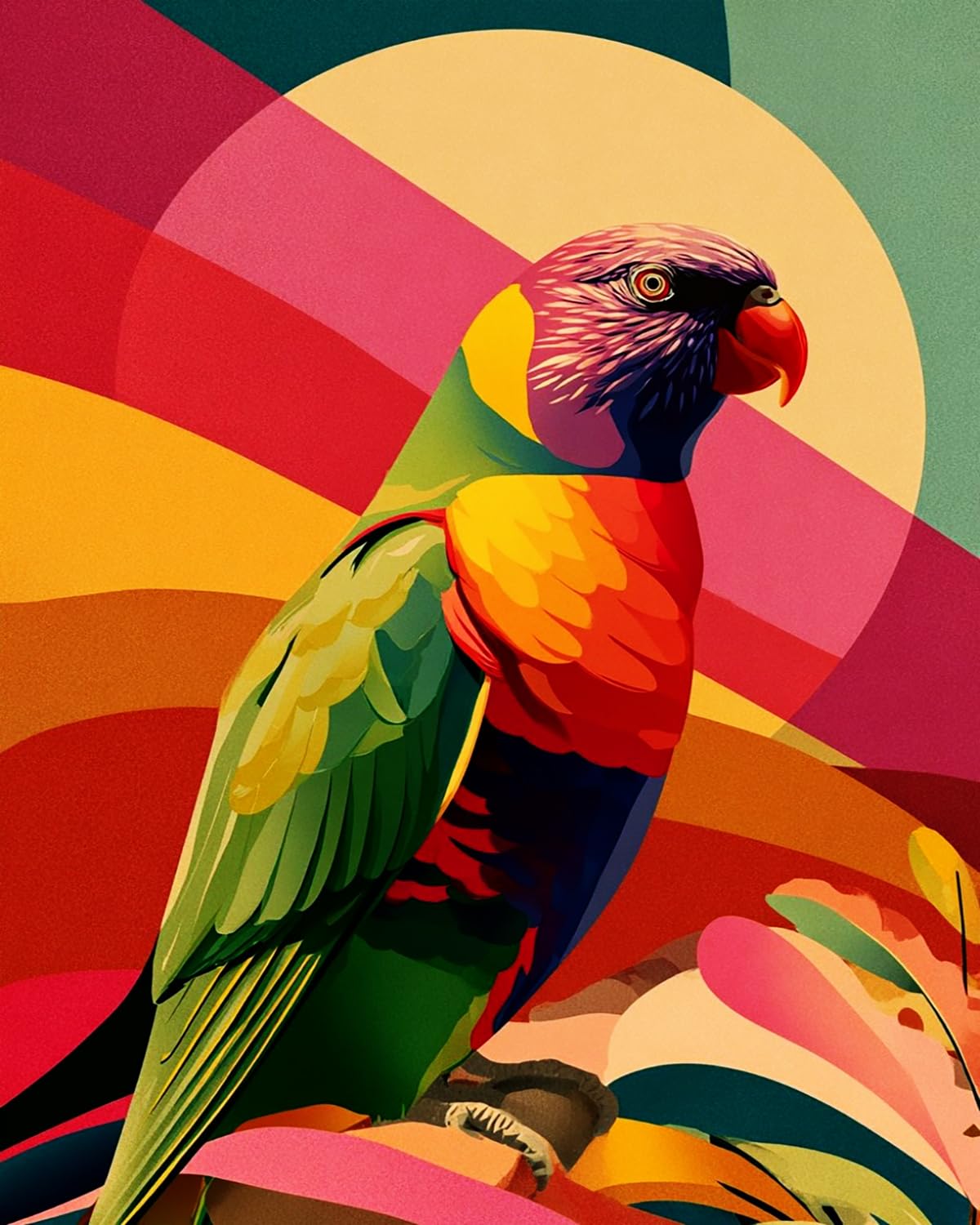 Liubaishi Multicolour Paint By Numbers For Adults, Rainbow Parrot, 16X20 Inch, Acrylic On Canvas, With Brushes