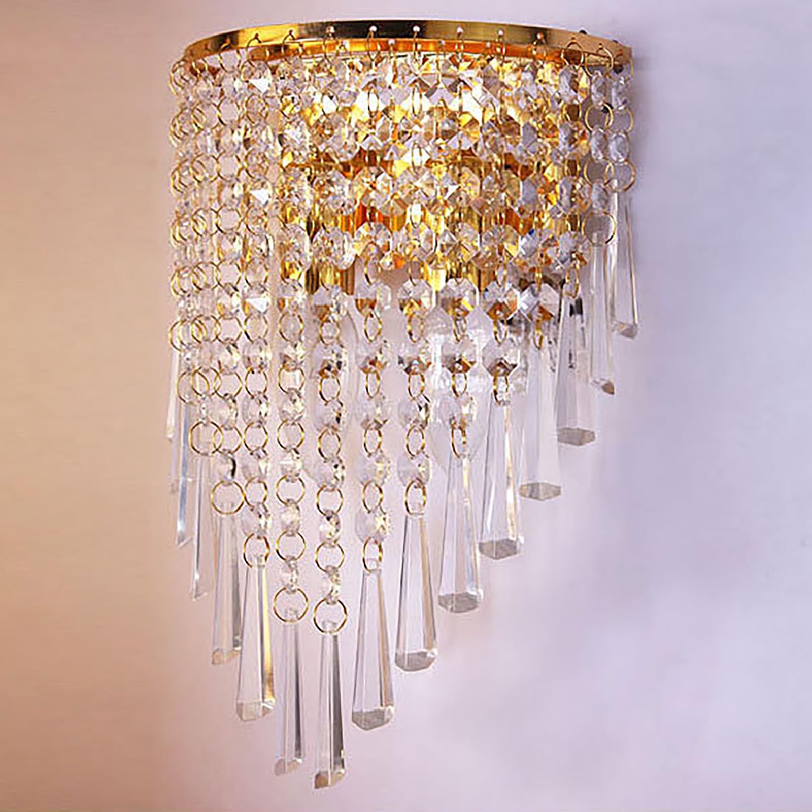 SXWNBIFH wall lamp Modern Crystal Wall Light Sconce, E14 Wall Lamps For Living Room Bedroom, Vintage Indoor Industrial Wall Lights Fitting Fixture, For Restaurants Galleries Aisle Kitchen(Color:Gold)