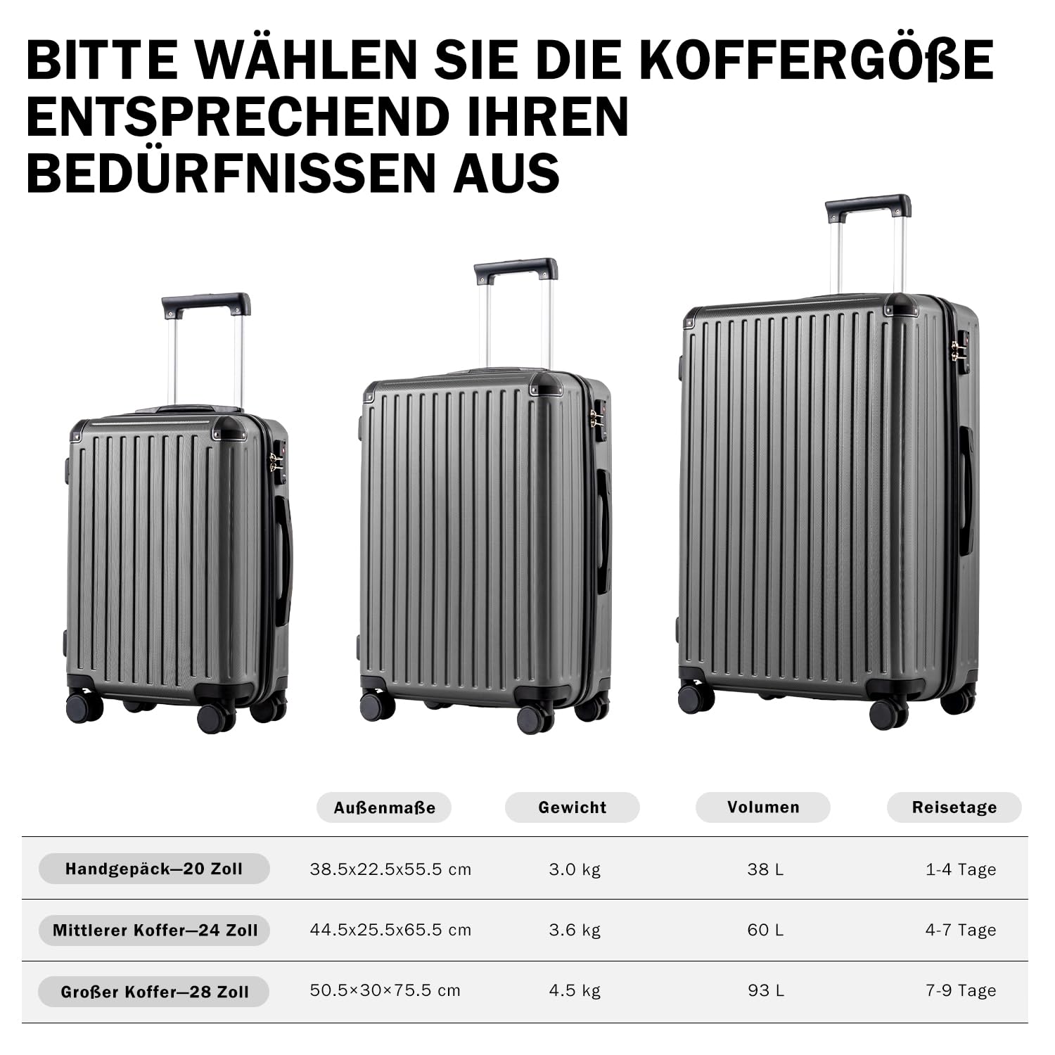 COOLIFE Valise Cabine 56 cm, Bagage Cabine Rigide en PC+ABS, Légère et Robuste pour Voyages d’Affaires et Courts Séjours, Serrure TSA, Fermeture Éclair YKK et 4 Roues Doubles, Noir