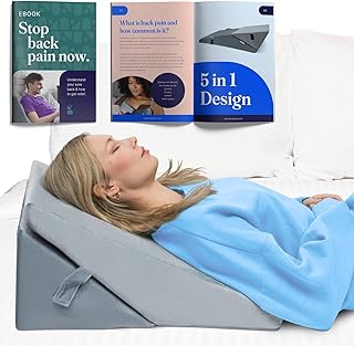 Byre® Orthopedic Wedge Pillow 5-in-1 | Memory Foam Folding Bed Wedge Support Pillow | Adjustable for Sitting, Reading, Back Pain, Leg Pain, Heartburn, Acid Reflux, GERD, Snoring | Washable Cover