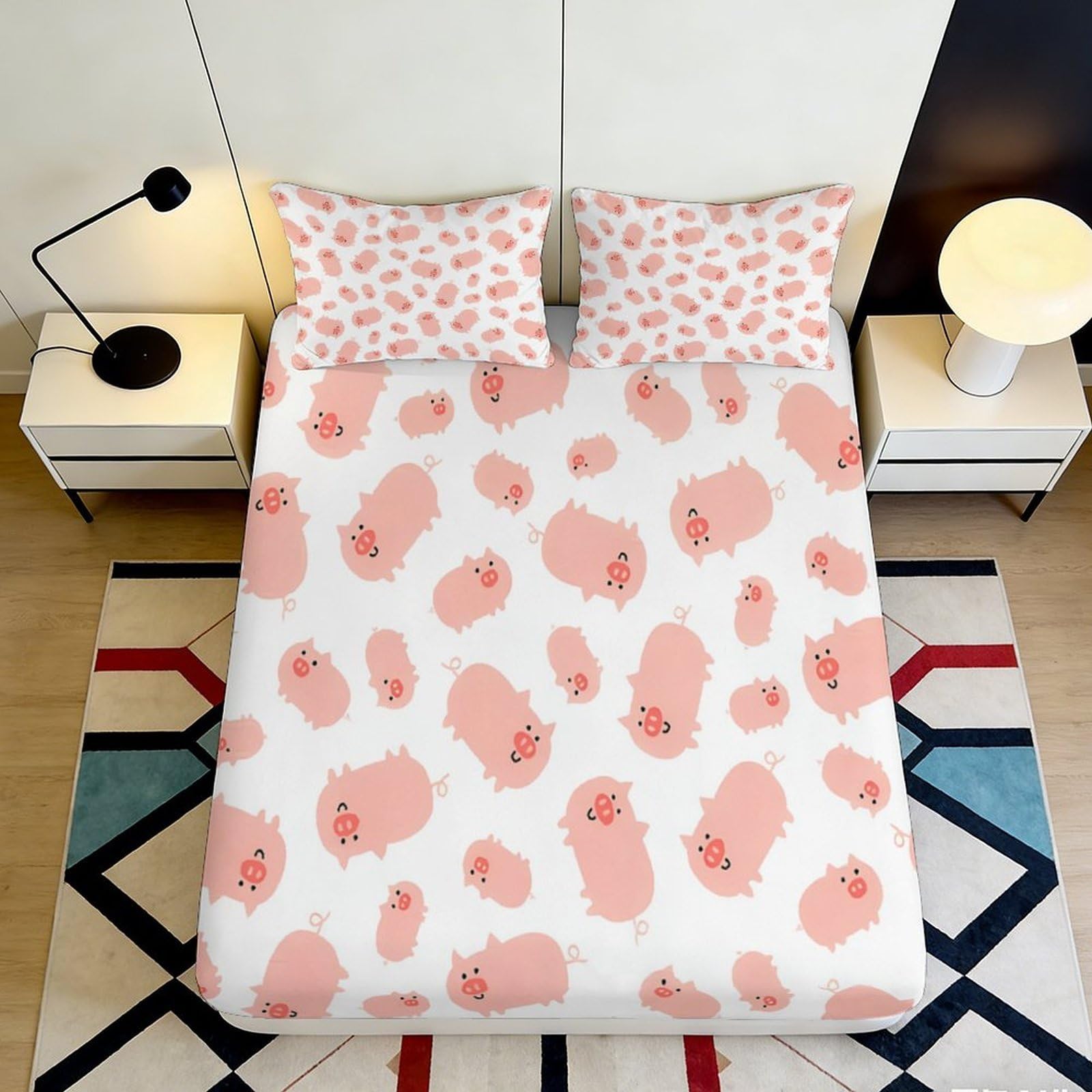 3D Printed Peach Pattern Fitted Sheet Microfiber Soft Breathable Abstract Spots Mattress Cover for Bedroom Dorm Decor 90x200x25cm