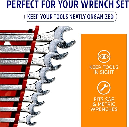 Miniatura 4 de Protoco 4060 - Estante de llaves inversa de 15 piezas, organizador de herramientas para caja de herramientas, carrito de herramientas o montaje en