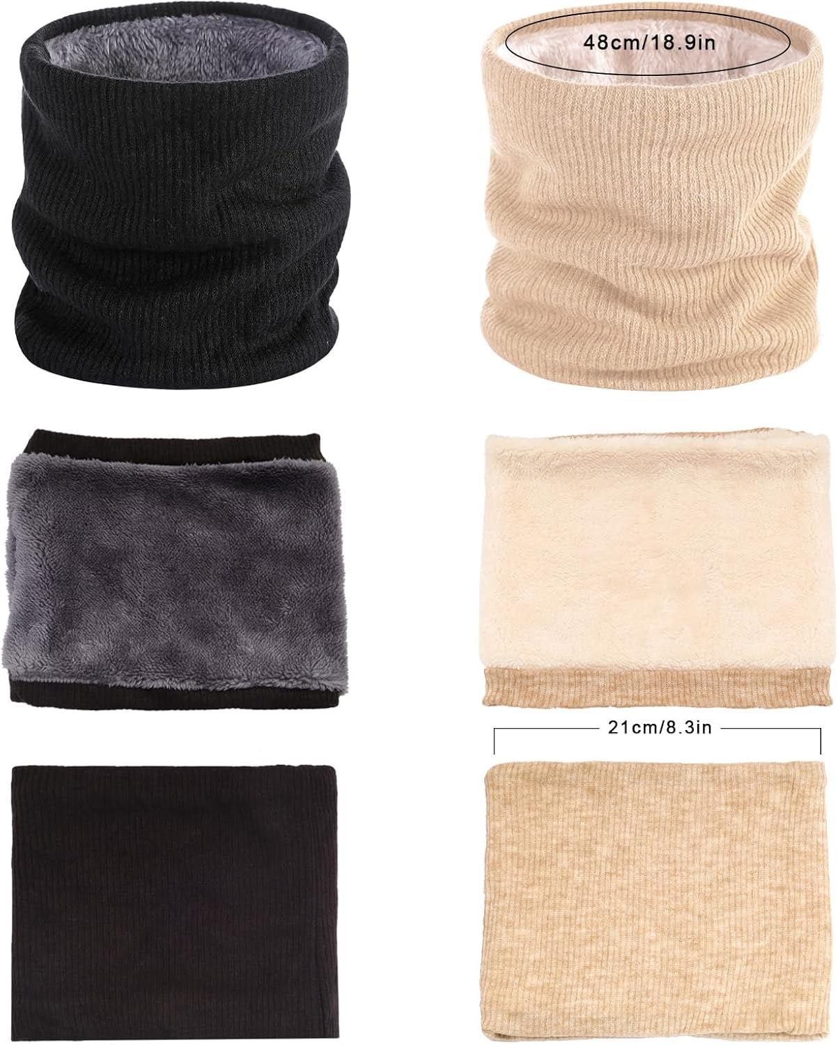 Winter Fleece Scarf Lined Circle Loop Neck Warmer Double-Layer Neck Face Mask Infinity Knit Fleece Neck Scarf Women - Image 3