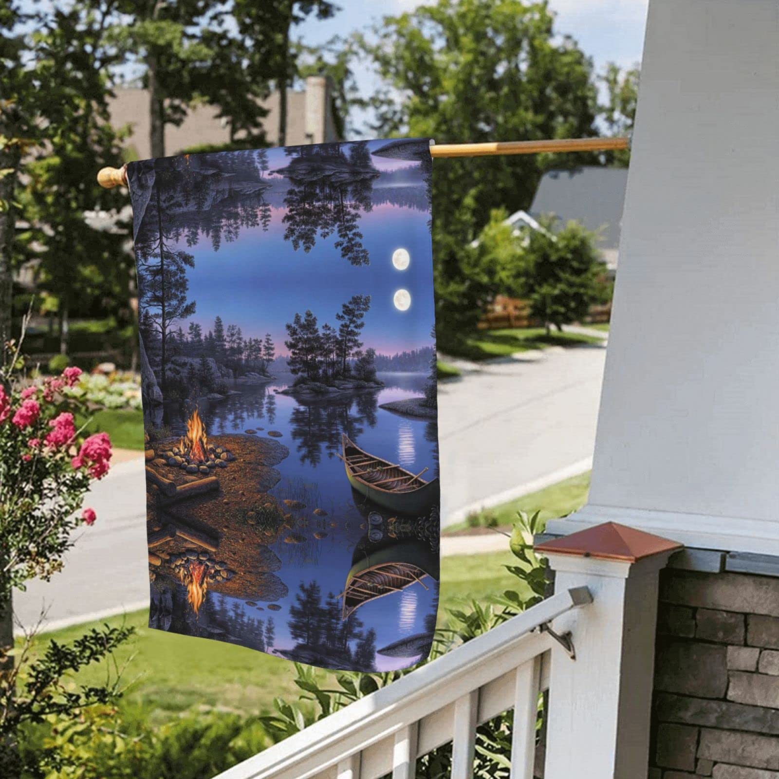 Starlit Patio Friedenshaus-Flagge 71x102 Cm – Doppelseitige Gartenflagge Mit Blumenkranz-Design, Witterungsbeständig, Für Veranda & Garten