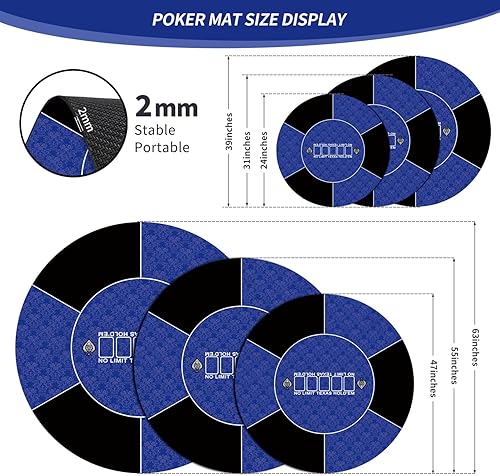 Miniatura 2 de nuveti Alfombrilla de póquer redonda de 2431475563 pulgadas para Texas Holdem  Mesa de póquer portátil con diseño Art Deco Impresión de 6-8