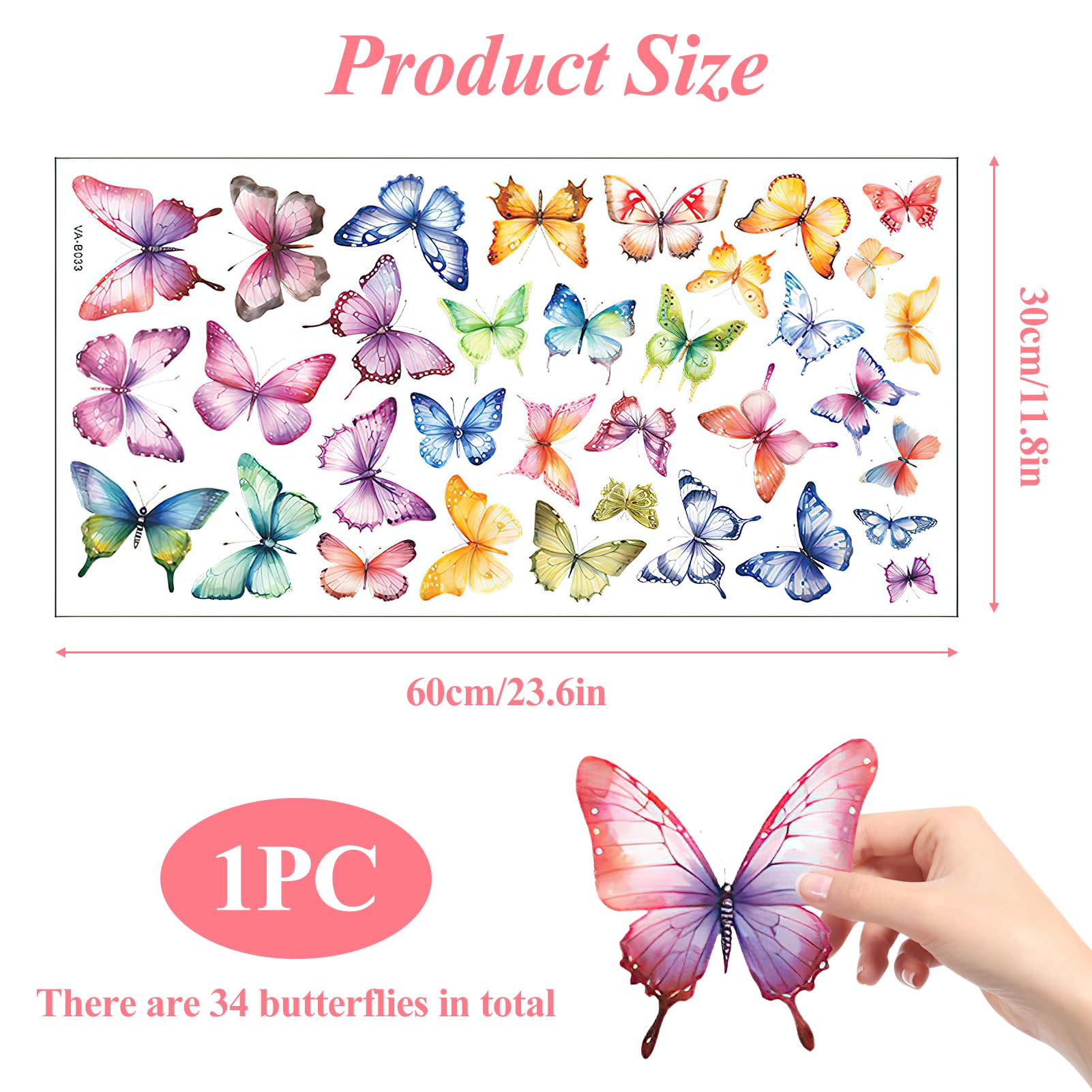 Autocollants électrostatiques Repositionnables - Set De 20 Silhouettes De Papillons Imprimés