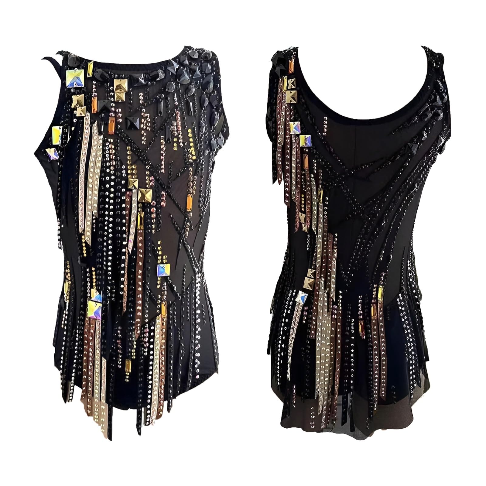 Maillot De Gimnasia Rítmica For Niñas Con Diamantes De Imitación, Sin Mangas, For Competición